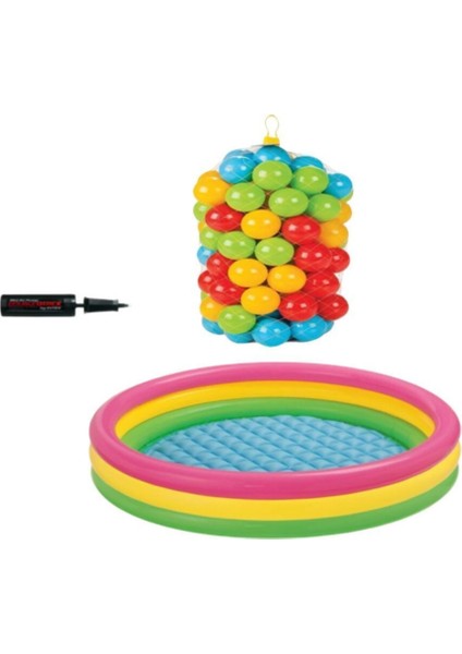 Bebek Oyun Havuzu 86x25 cm Renkli Top Seti ve Pompa ile Eğlenceli Oyun Alanı