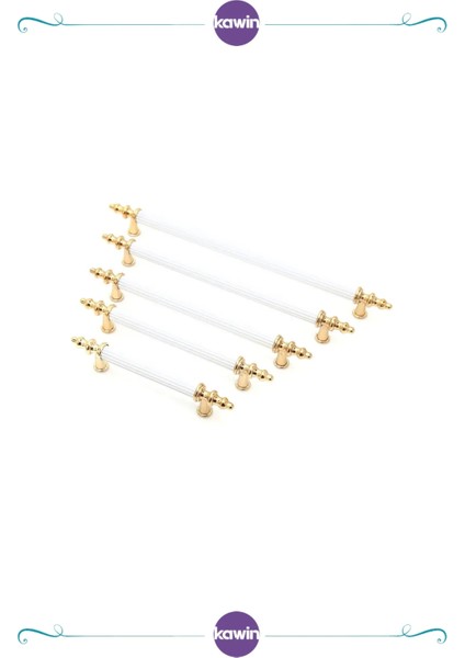 Beyaz Lüx Altın Kulp 96MM Metal Vidalı - Dolap, Şifonyer, Ünite,Komodin, Mutfak Dolabı, Vestiyer Kulbu modelleri