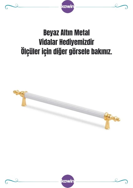 Beyaz Altın Kulp 160MM Metal Vidalı - Dolap, Şifonyer, Ünite,Komodin, Mutfak Dolabı, Vestiyer Kulbu