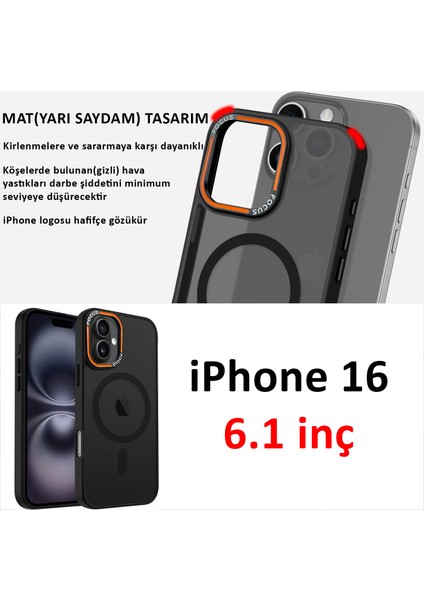Apple iPhone 16 Kılıf Lila Magsafe Wireless Şarj Özellikli Mat Silikon Kapak