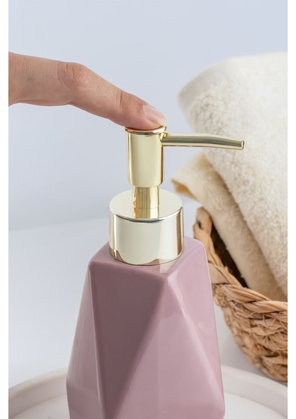 Porselen Sıvı Sabunluk, 250 cc, Pembe, Tezgah Üstü, Banyo ve Mutfak Kullanımı fiyatları
