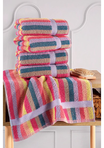 Renkli 4'lü pamuk el yüz havlusu seti, yumuşak ve şık tasarım