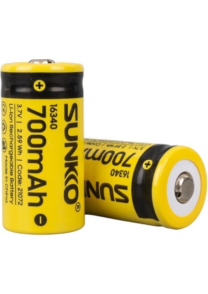 3.7 Volt 700 Mah 16340 Şarj Edilebilir Pil (Tekli)