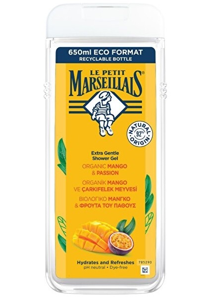 Duş Jeli - Organik Mango ve Çarkıfelek Meyvesi - 650 ml