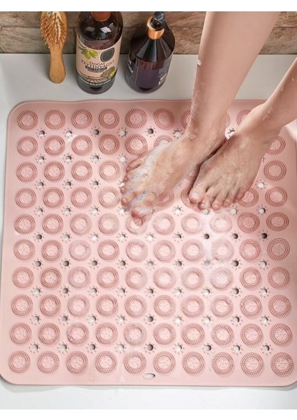 Renkli silikon kaydırmaz banyo paspası, pratik ve şık kullanım sağlar.