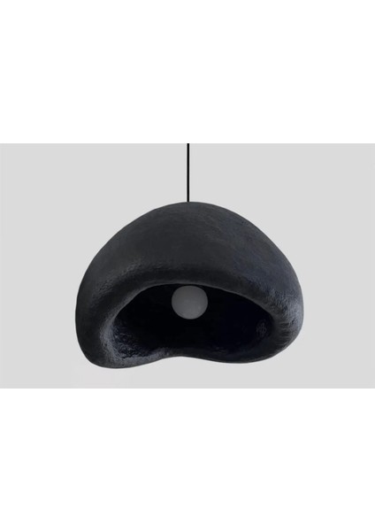 Modern Beton Tasarım | Organik Dokulu Sarkıt Avize - Siyah 40 cm