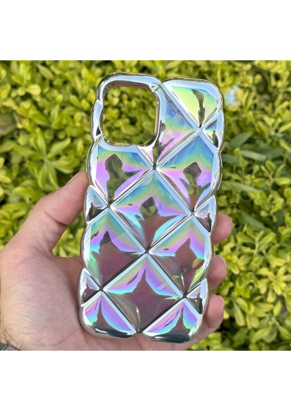 Apple iPhone 13/14 Kılıf Hologramlı Pofuduk Darbe Önleyici Silikon Kapak