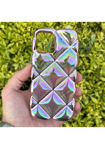 Apple iPhone 13/14 Kılıf Hologramlı Pofuduk Darbe Önleyici Silikon Kapak