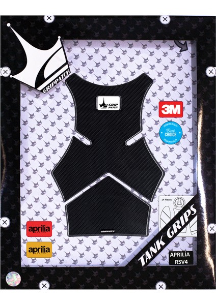 Aprilia Rsv4 2024 ile Uyumlu Kaydırmaz 6d Karbon 14 Parça Tank Pad Seti GC46