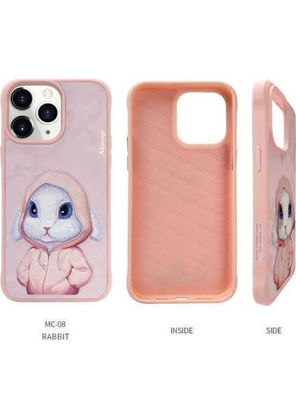 iPhone 15 Pro Uyumlu 3D Kıyafet Tavşan Detaylı Nakış İşlemeli Kabartmalı Fashion Pet Kılıf
