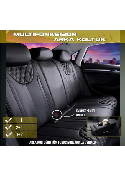 Kia Stonic Uyumlu Lüx Deri Oto Koltuk Kılıfı Ön Arka Takım Iron Siyah Ags fiyatları