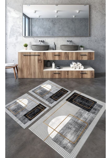 Renkli 3'lü Kaymaz Taban Banyo Seti, Konfor ve Şıklık İçin İdeal