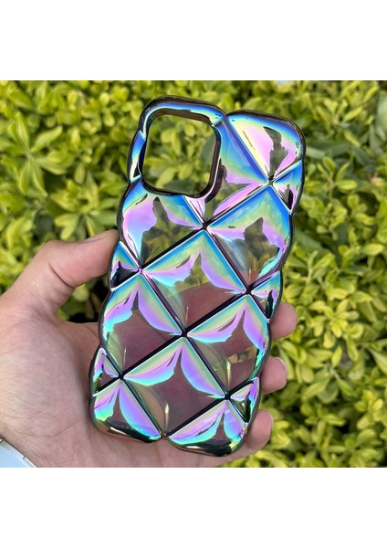 Apple iPhone 13/14 Kılıf Hologramlı Pofuduk Darbe Önleyici Silikon Kapak