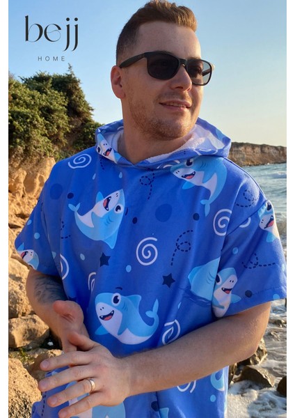 Mavi renkli hafif ve rahat plaj seti, pamuk malzeme, tek parça ürün