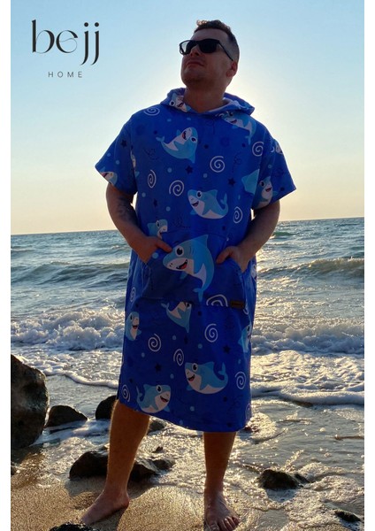 Mavi renkli hafif ve rahat plaj seti, pamuk malzeme, tek parça ürün fırsatları