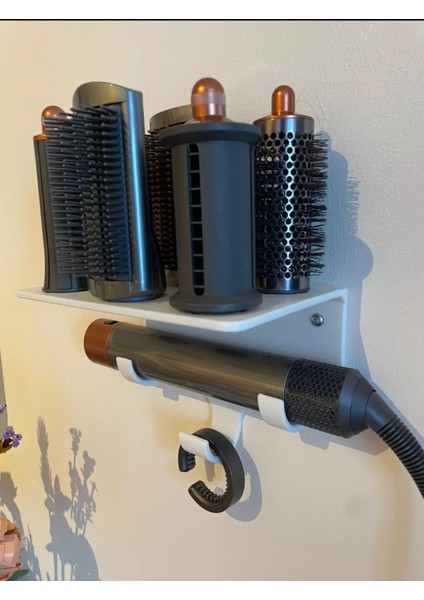 Beyaz duvara monte saç şekillendirici standı, düzenleyici, plastik, TR.