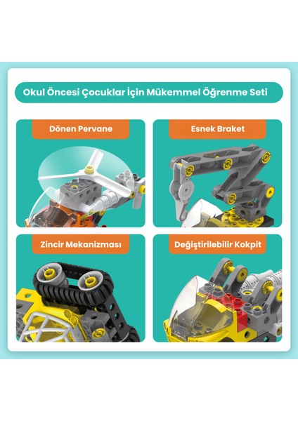 Mechanical Engineering Team 100 Parça 40+ Model Robot 3+ Yaş