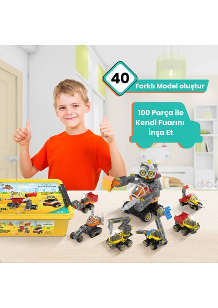 Mechanical Engineering Team 100 Parça 40+ Model Robot 3+ Yaş