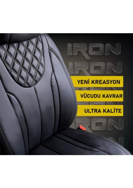 Jeep Comander Uyumlu Lüx Deri Oto Koltuk Kılıfı Ön Arka Takım Iron Siyah Ags fırsatları