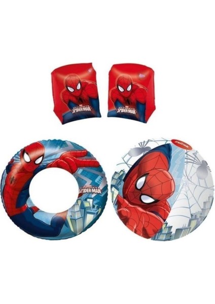 Spiderman Örümcek Adam Yüzme Seti Havuz Deniz Topu Lisanslı Kolluk-Simit / Kolluk Simit Top 3-6 Yaş