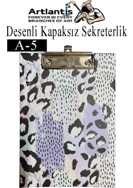 Desenli Sekreterlik Kapaksız A5 1 Adet Renkli Desenli A5 Sekreterlik Klipsli Metal Mekanizmalı 80 Yaprak Kapasiteli