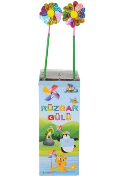 6 Kanatlı Rüzgar Gülü, 2'li, Renkli ve Dekoratif, Turuncu