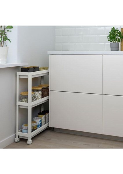 3 Katlı Çok Renkli Servis Sehpası, 54x18x71 cm, Tekerlekli, Çok Amaçlı Düzenleyici