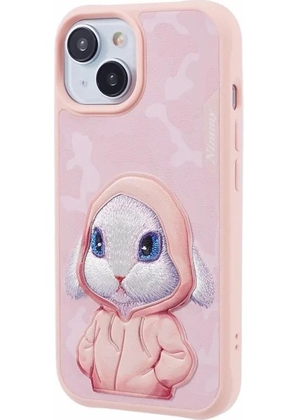 iPhone 15 Uyumlu 3D Kıyafet Tavşan Detaylı Nakış İşlemeli Kabartmalı Fashion Pet Kılıf