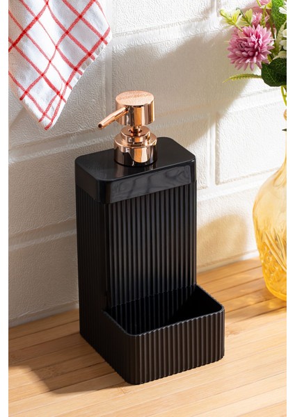 Şık Siyah Süngerlik ve Sabunluk 550ML, Banyo ve Mutfak İçin Pratik Set fiyatları