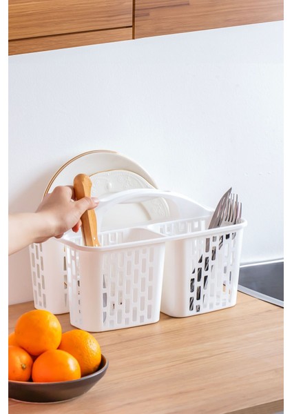 3 Bölmeli Beyaz Çok Amaçlı Düzenleyici Sepet, Pratik ve Şık Organizatör fırsatları