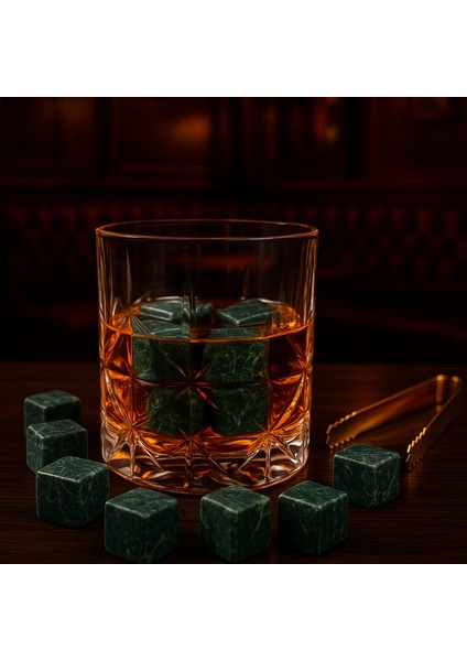 330 cc Paris Serisi Büyük Kadeh Viski Bardağı 4 Adet Viski Taşı Hediyeli