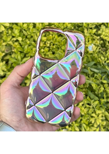 Apple iPhone 15 Pro Kılıf Hologramlı Pofuduk Darbe Önleyici Silikon Kapak