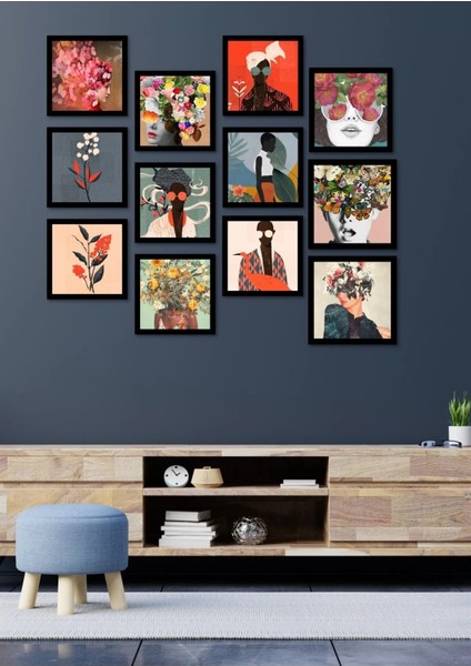 12 Parça 15X15CM Ahşap Duvar Dekoru Renkli Yüzler Salon Oturma Yatak Odası Mutfak Için Tablo Seti fiyatları
