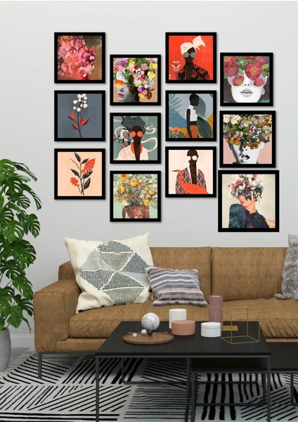 12 Parça 15X15CM Ahşap Duvar Dekoru Renkli Yüzler Salon Oturma Yatak Odası Mutfak Için Tablo Seti modelleri
