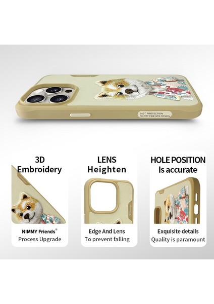 iPhone 15 Pro Uyumlu 3D Kıyafet Shiba Detaylı Nakış İşlemeli Kabartmalı Fashion Pet Kılıf modelleri