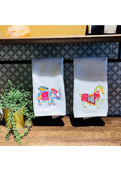 Sevimli hayvan desenli el havlusu seti, 4'lü, pamuklu, 35x50 cm, yumuşak ve dayanıklı modelleri