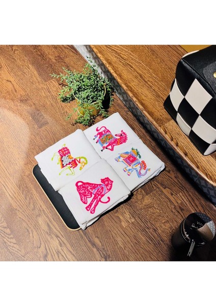 Sevimli hayvan desenli el havlusu seti, 4'lü, pamuklu, 35x50 cm, yumuşak ve dayanıklı fırsatları