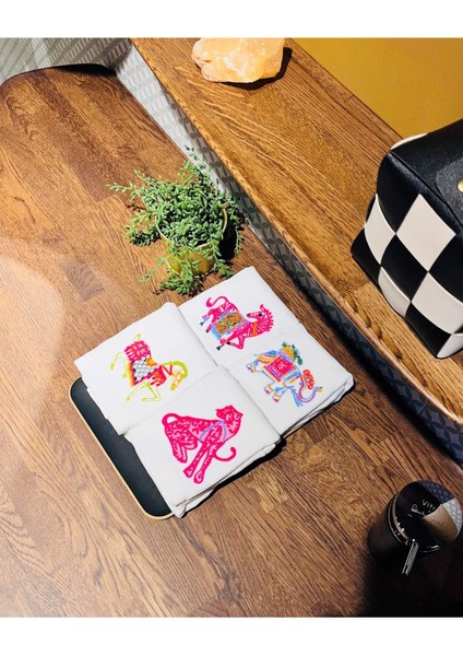 Sevimli hayvan desenli el havlusu seti, 4'lü, pamuklu, 35x50 cm, yumuşak ve dayanıklı indirimleri