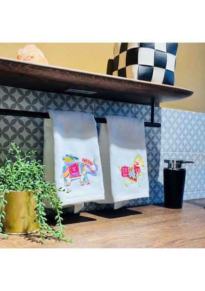 Sevimli hayvan desenli el havlusu seti, 4'lü, pamuklu, 35x50 cm, yumuşak ve dayanıklı