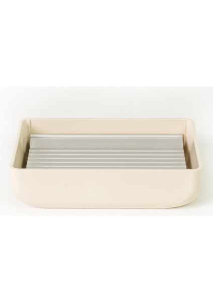 Şık Bej Toskana Banyo Seti, 5 Parça, Plastik, Beyaz, Zarif ve Fonksiyonel Tasarım