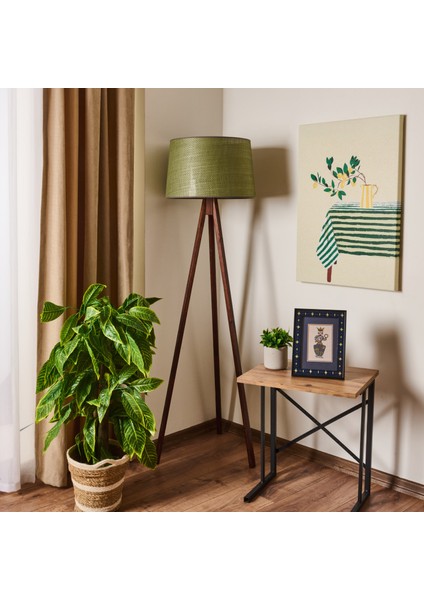 Lighting Calen Tripod Lambader - Yeşil / Ceviz - 140X35X35 cm