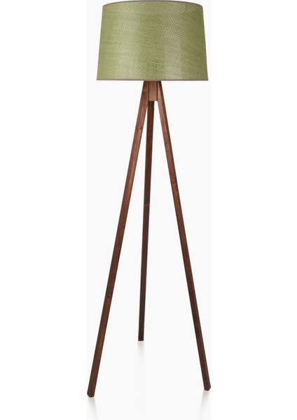 Lighting Calen Tripod Lambader - Yeşil / Ceviz - 140X35X35 cm