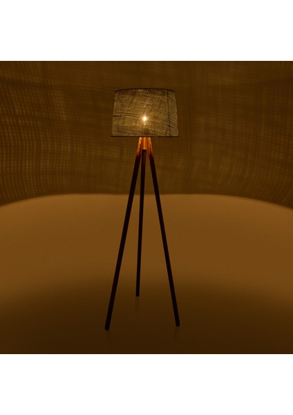 Lighting Calen Tripod Lambader - Yeşil / Ceviz - 140X35X35 cm