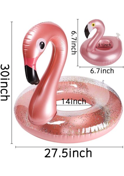 Renkli Flamingo Çocuk Simidi, Pembe, 2+ Yaş, Eğlenceli Deniz ve Havuz Oyuncağı