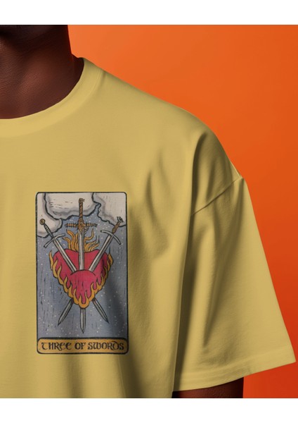 Three Of Swords - Oversize Tişört | Unisex Tişört | Rahat Kesim | Etoile Studio