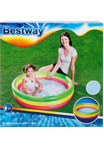 3 Bölmeli Renkli Çocuk Havuzu 102x25 cm, Yazlık, Beyaz, 0-1 Yaş fiyatları