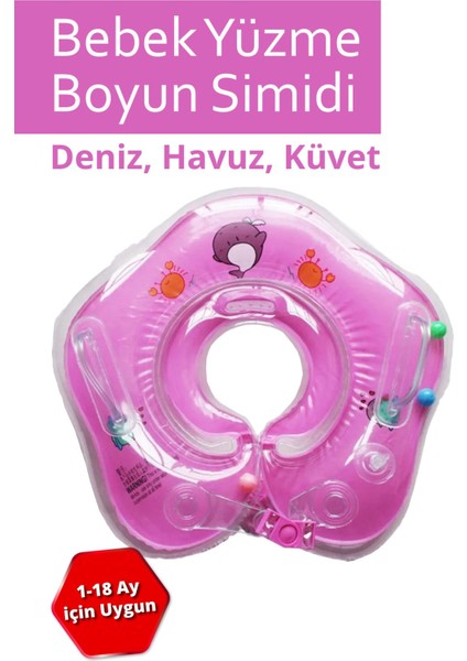 Deniz Havuz Emniyet Kilitli Bebek Yüzme Boyun Simidi Pembe