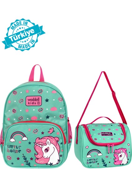 canlor Waddell Little Horse Unicorn Kombin Anaokul Kreş Sırt Çantası ve Termal Beslenme Çantası