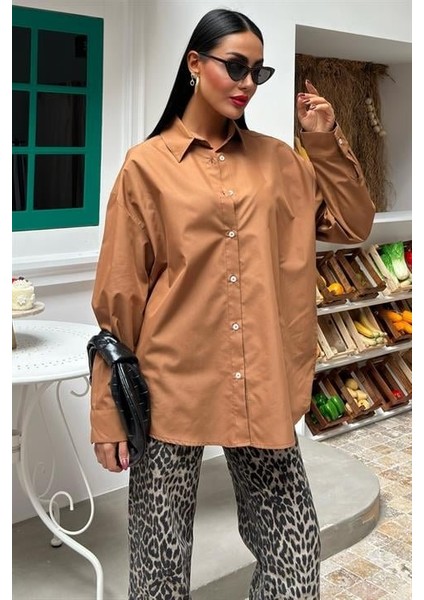 Klasik Oversize Poplin Gömlek 3421