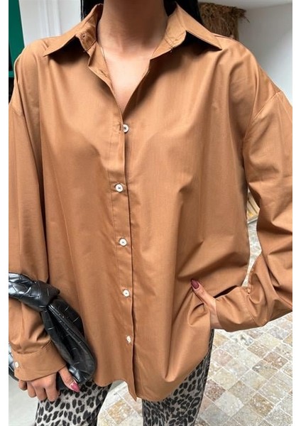 Klasik Oversize Poplin Gömlek 3421